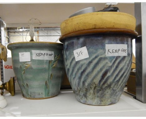 Two large garden jardinieres and other ceramic items 