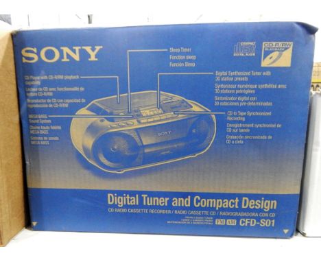 A Sony digital tuner and compact design CD radio cassette recorder in original box plus some classical CD's