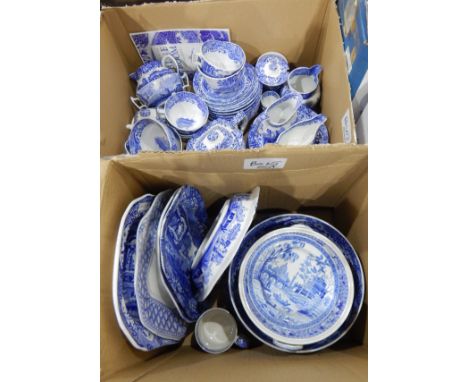 Part tea and part dinner service, Spode "Italian" including side plates, jugs, gravy boats, teapot, soup bowls, meat dishes (