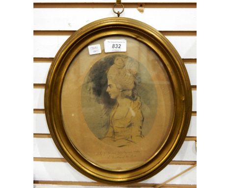 Possibly John Downman (1750-1824)Chalk drawing on paper"Lady C Maria Waldegrave 1780, second daughter of the Earl", oval thre