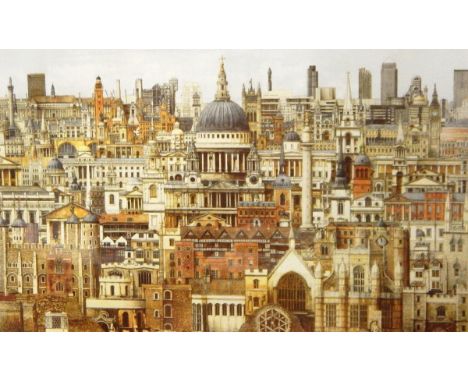 Andrew Ingamells Signed limited edition print"London Buildings", signed in pencil and numbered 973/1000, 43cm x 65cm After S 