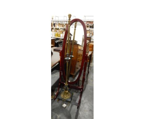 Modern cheval mirror, a standard lamp, a small occasional table and a gentleman's valet stand (4) 