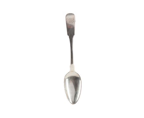SCOTTISH PROVINCIAL SILVER TEASPOON,maker John &amp; Patrick Riach, active Forres 1817-1859, Fiddle pattern, engraved 'RMM' t