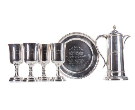 PART SILVER COMMUNION SET,for the Maxwell Parish Church of Newton Mearns, the Victorian elements comprising one large flagon 