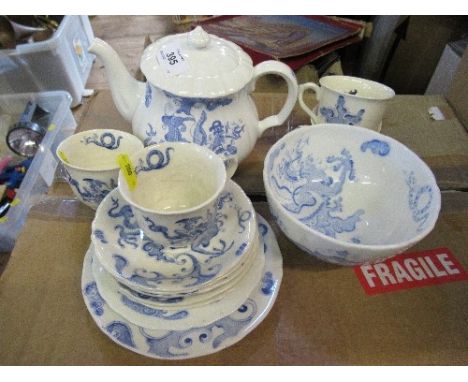 A Royal Worcester blue Dragon part tea service