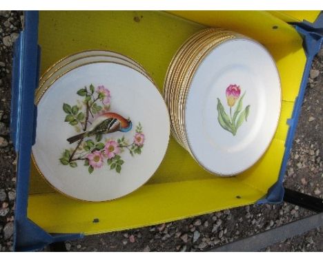 A collection of Royal Worcester botanical plates, by A H Williamson, together with three Royal Worcester bird plates