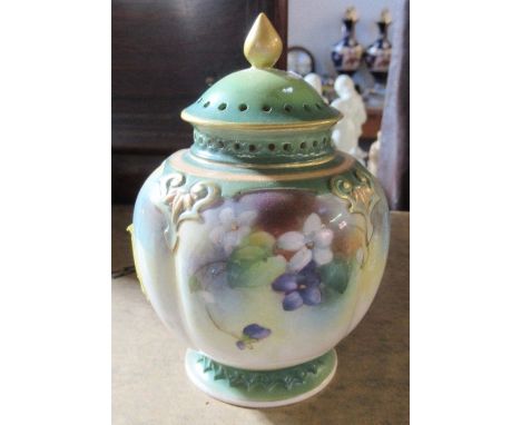A Royal Worcester covered vase, the quarter lobbed body decorated with flowers, H278Condition Report:  The vase and cover bot