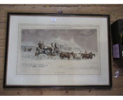 Fores's Coaching Incidents, four colour prints, together with a Lionel Edwards colour print, Cheshire, signed in pencil