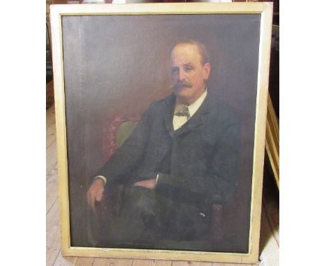 Late 19th century English school, oil on canvas, portrait of man in a suit, 38ins x 29ins