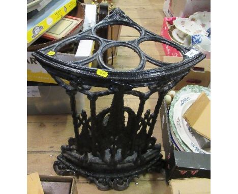 A black painted metal corner stick stand, height 22.5ins