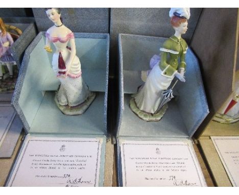 Two Royal Worcester limited edition boxed figures, from the Victorian figures series, Melanie and Rosalind, both with certifi