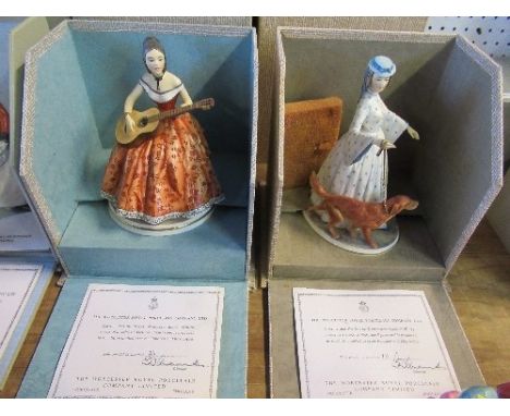 Two Royal Worcester limited edition boxed figures, from the Victorian figures series, Felicity and Elaine, both with certific
