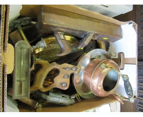 A box of tools and metalware