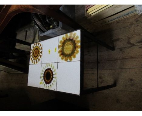 A stool together with a tile top table