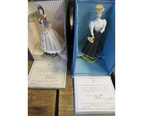 Two Royal Worcester limited edition boxed figures, from the Victorian figures series, Beatrice and Marion, both with certific