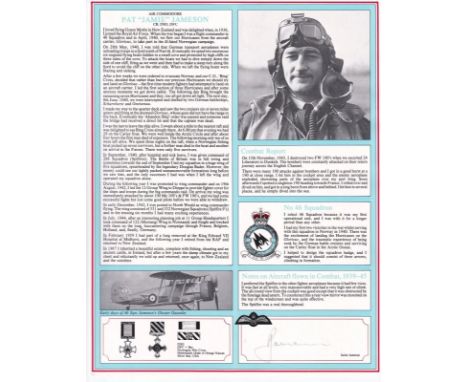 WW11 Fighter Aces Pilot Profile Signed Pat Jameson Battle of Britain Pilot. Personally Signed in Pencil by Air Commodore Patr