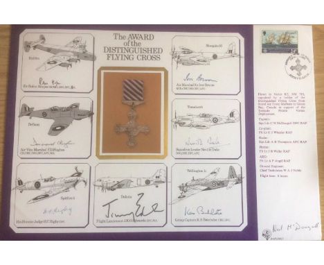 DM2e The Award of the Distinguished Flying Cross Signed 8 Holders DFC. 12 Jun 84 The Award of the Distinguished Flying Cross 