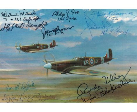 Postcard Signed 10 American Volunteer Fighter Pilots WW2 with Eagle Sqn. Postcard Signed 10 American Volunteer Fighter Pilots