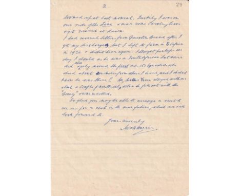Great War Letter Signed Pilot W J H Harris crash Landed WW1 Night Fighter. Letter Signed by WW1 Pilot W J H Harris who crash 
