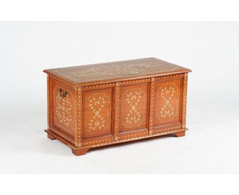 A hardwood and ivorine-inlaid trunk85cm wide; 46cm high; 44cm deep