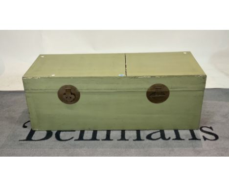 An early 20th Chinese green painted trunk109cm wide; 49cm high
