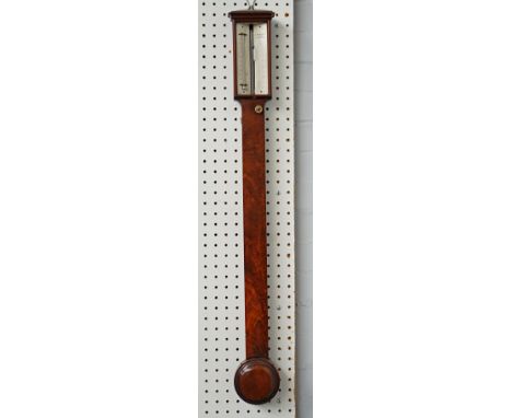 A Victorian mahogany stick barometer19th Century, the 6 3/4 inch register detailed 'J.B.Dancer Optician Manchester', with mer