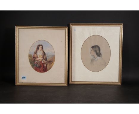 A*** Hogg (British, 19th Century) (2)Portrait of a ladysigned and dated 'A Hogg 59' (lower left)23cm; 19cmtogether with a pas