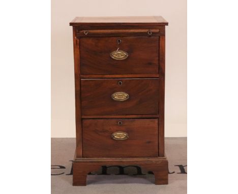 A 19th century walnut side chestWith three short drawers on bracket feet, 48cm wide; 85cm high
