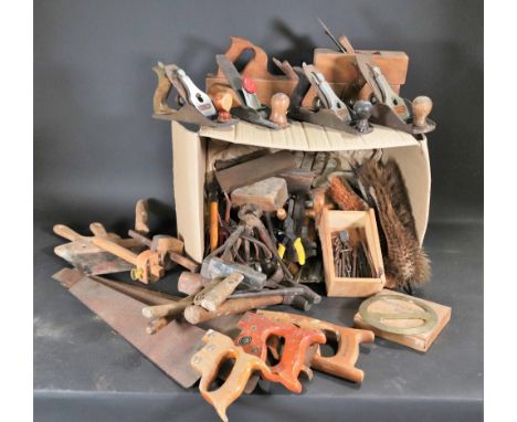 A quantity of mostly modern tools including (qty)Hammers, chisels, saws and sundry