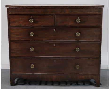 A George III mahogany chest of drawersWith two short and three long graduated drawers on bracket feet, 125cm wide; 111cm high