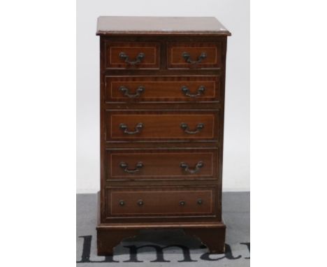 A Regency style mahogany side chest of two short and four long drawersOn bracket feet, 46cm wide; 82cm high