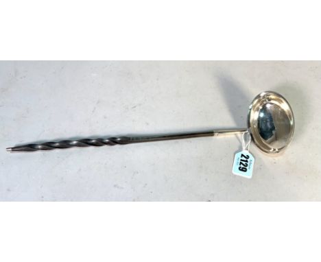 A George III silver toddy ladleMakers mark probably of Josiah Snatt, Circa 1800, With a twisted bone handle, length 35cm
