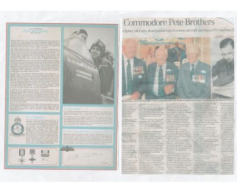 Air Commodore Peter Brothers Fighter ace signed profile of one of The Few Air Commodore Peter Brothers CBE DSO DFC* RAF plus 