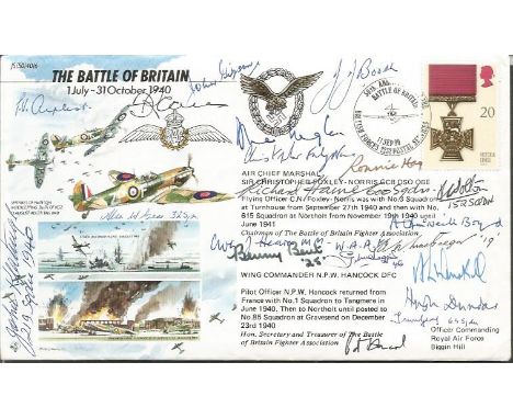 Nineteen Battle of Britain fighter pilots aces signed 50th Ann WW2 cover JS50/40/6 cover comm. 50th ann BOB signed by 19 figh