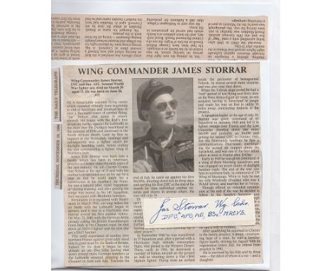 Wing Commander James Jas Storrar Signature and Obituary of Wing Commander James Jas Storrar DFC* AFC RAuxAF. 145 Squadron Hur