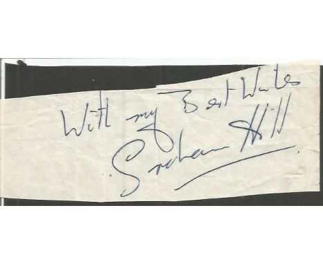 Graham Hill irregular cut signature piece 15 x 6cm. 15 February 1929 - 29 November 1975 was a British racing driver and team 