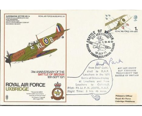 Sir Keith Park AOC 11f Group RAF Uxbridge during WW2 Battle of Britain signed rare RAF Uxbridge Spitfire Cover. Flown by Spit