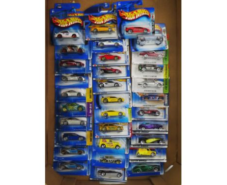 31 Hot Wheels European Cars including Bugatti Veyrons, Porsche, Ford, Lancia Stratos, Aston Martin, Volkswagen, Lotus etc, al