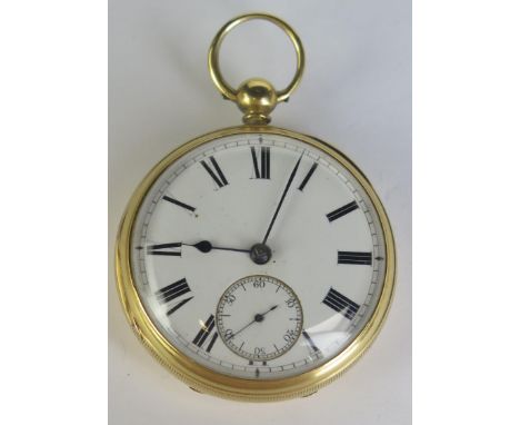 A Victorian 18ct Gold Keywound Open Dial Pocket Watch, the 50.1mm case by TNB, chain driven fusee verge movement signed B.N. 