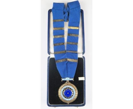 A Silver gilt and enamel medallion for the Contractors Mechanical Plant Engineers, with ribbon and ten silver and one other i