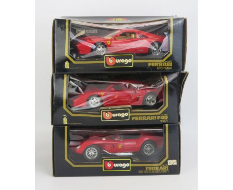 Burago 1:18 Scale Ferrari Trio including F40, GTO and 250 Testa Rossa - mint or near to in boxes 