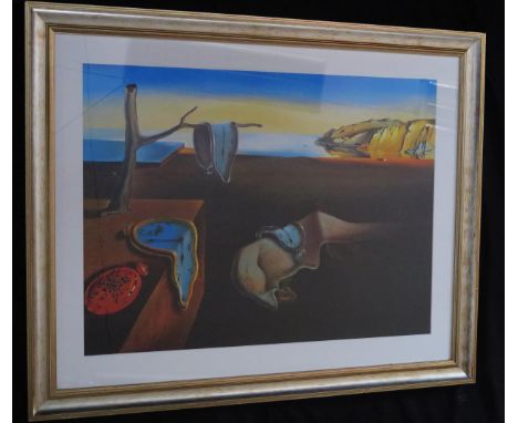 Salvador Dali - The Persistence of Memory print (melting clocks), framed and glazed 101.5x82.5xm overall 