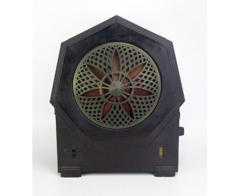 An Art Deco period Philips model 2634 mains radio player, with arched Bakelite case, circa 1930/31, 48cm high.&nbsp;COLLECTOR