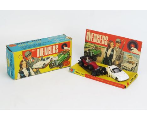 Corgi Gift Set No. 40 The Avengers with John Steed's Vintage Bentley &amp; Emma Peel's Lotus Elan - one windscreen missing, t