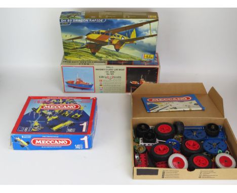 Model Kits including Billing Boats No. 101 RNLI Waveney Class Life Boat 44-006, Heller 80345 DH 89 Dragon Rapide - unmade in 