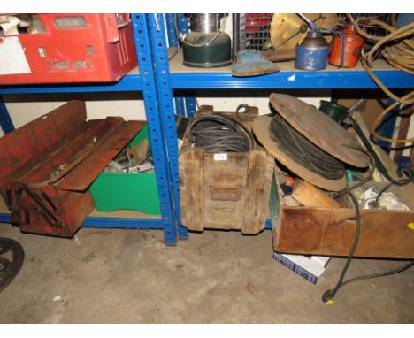 A QUANTITY OF TOOLS AND PARTS TO INCLUDE A TOOLBOX