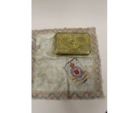 AN ARMY ORDINANCE SILK HANDKERCHIEF, TOGETHER WITH A 1914 CHRISTMAS TIN 