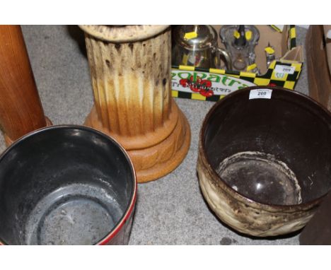A WEST GERMAN CERAMIC JARDINIERE ON STAND TOGETHER WITH ANOTHER