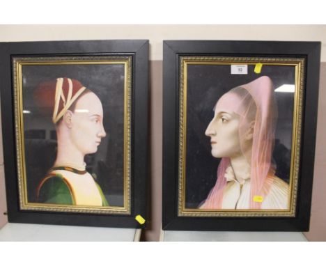 A PAIR OF FRAMED AND GLAZED PORTRAIT ACRYLIC ON BOARD STUDIES ENTITLED 'LAURA' AND 'ANNA'