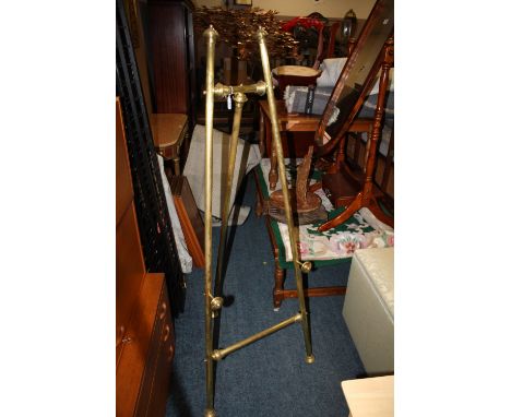 A BRASS EFFECT EASEL, H 153 CM